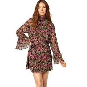 MISA | Los Angeles Saint Floral Belted Chiffon Mini Dress Size XS NEW